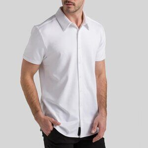 BYLT Mens Executive Stretch Short Sleeve Shirt White